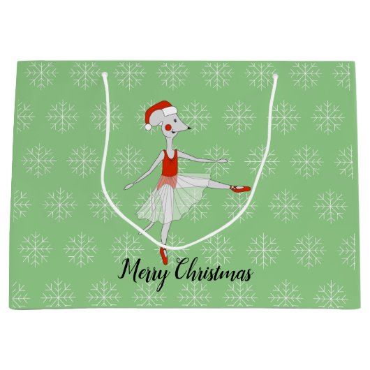 illusima Ballet Mouse kerstmis Snowflakes Green Groot Cadeauzakje (Voorkant)