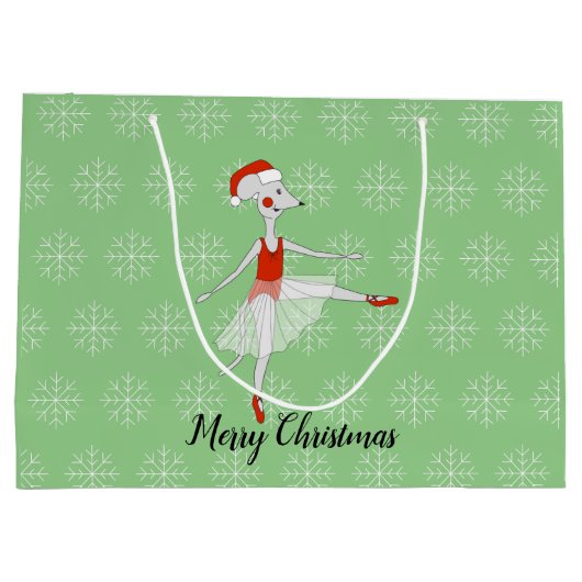 illusima Ballet Mouse kerstmis Snowflakes Green Groot Cadeauzakje (Achterkant)