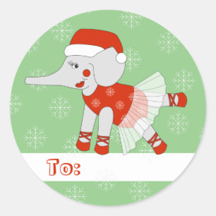 illusima Ballet Olifant Kerst Sneeuwvlok Groene Ronde Sticker