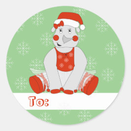 illusima Ballet Rhino - Kerstmis Snowflakes Green Ronde Sticker