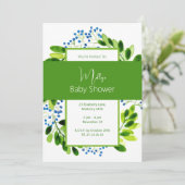 illusima Blue Floral Elegant krans Baby shower Kaart (Staand voorkant)