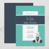illusima Blue Floral Sailor Rhino Baby shower Kaart (Voorkant / Achterkant)