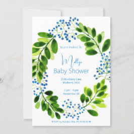 illusima Blue Floral Wreath Baby shower Kaart