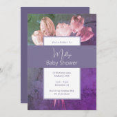 illusima Boho aquarel Tulpen Baby shower Kaart (Voorkant / Achterkant)