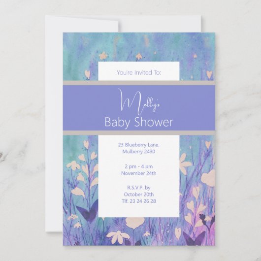 illusima Boho aquarel Wild Flowers Baby shower Kaart (Voorkant)