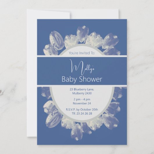 illusima Boho Blue Cream Tulpen Baby shower Kaart (Voorkant)