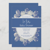 illusima Boho Blue Cream Tulpen Baby shower Kaart (Voorkant / Achterkant)