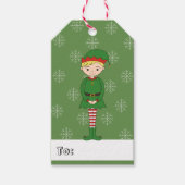 illusima Boy Elf Kerstmis Snowflakes Green Cadeaulabel (Voorkant)