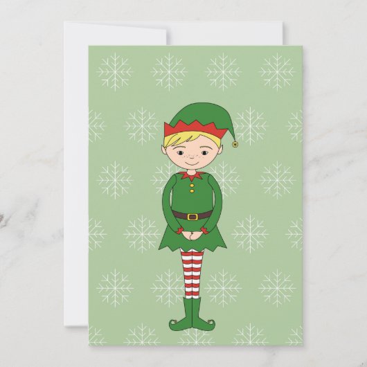Illusima Boy Elf Snowflakes Groene Kerst Kaart (Voorkant)