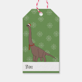 illusima Brown Brontosaurus Kerstsneeuwvlokken Cadeaulabel