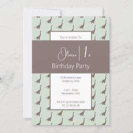 illusima Brown Long Neck Dinosaurs 1e Verjaardag Kaart