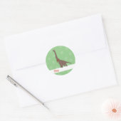 illusima Brown Long-Necked Dinosaur Kerstmis Ronde Sticker (Envelop)