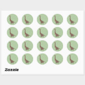 illusima Bruine Lange Hals Dinosaurus Kerstmis Ronde Sticker (Vel)