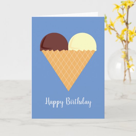 illusima Choc Banana Ice-Cream Blue Birthday Kaart (Gele Bloem)