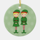illusima Christmas Elves Snowflakes Green Keramisch Ornament (Voorkant)
