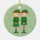 illusima Christmas Elves Snowflakes Green Keramisch Ornament (Achterkant)