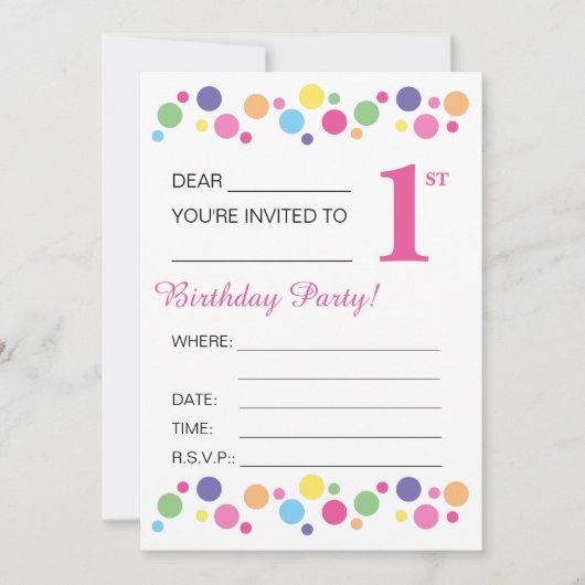 illusima Cirkels, Roze Achterkant, 1e Verjaardagsf Kaart (Voorkant)