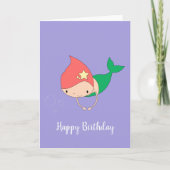 illusima Cotton Snoep Mermaid Paars Birthday Kaart (Voorkant)