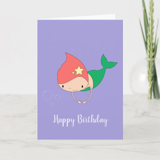 illusima Cotton Snoep Mermaid Paars Birthday Kaart (Voorkant)