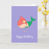 illusima Cotton Snoep Mermaid Paars Birthday Kaart (Gele Bloem)