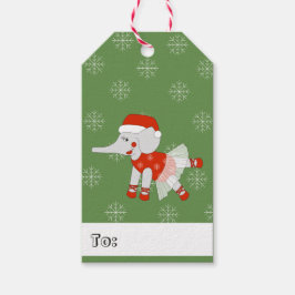 illusima Dansende Elephant-kerstsnowflakes Cadeaulabel