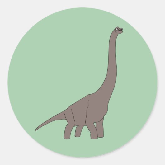 illusima Dinosaur Groen Ronde Sticker (Voorkant)
