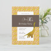 illusima dinosaurus bruin geel 10e verjaardag kaart (Staand voorkant)