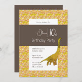 illusima dinosaurus bruin geel 10e verjaardag kaart (Voorkant / Achterkant)