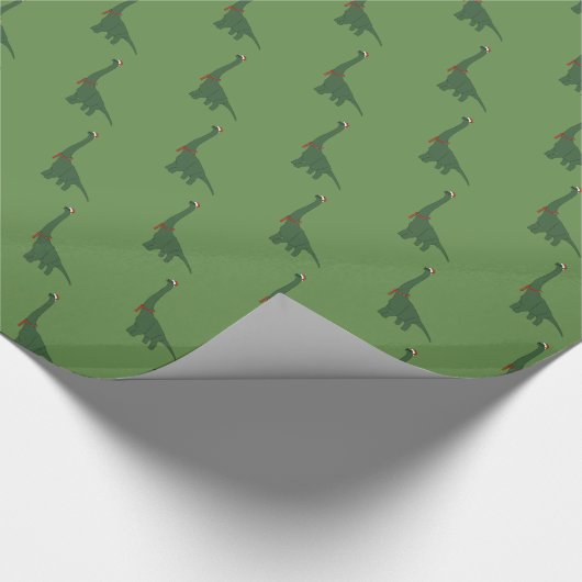 illusima Dinosaurus Christmas Green Cadeaupapier (Hoek)