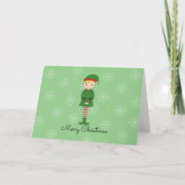 illusima Elf Jongen Kerst Sneeuwvlokken Lichtgroen Feestdagen Kaart