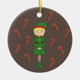 illusima Elf Meisje Kerstmis Bruin Special Keramisch Ornament