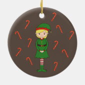 illusima Elf Meisje Kerstmis Bruin Special Keramisch Ornament (Achterkant)