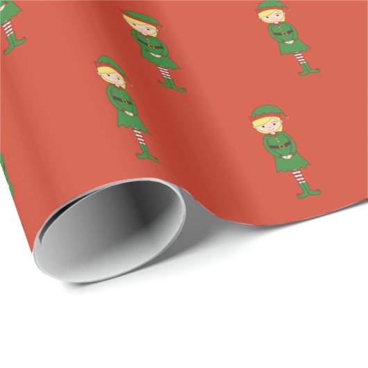 illusima Elf Meisje Kerstmis Rood Cadeaupapier (Rol Hoek)