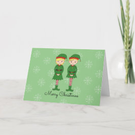 illusima Elves Kerstmis Snowflakes Light Green Feestdagen Kaart