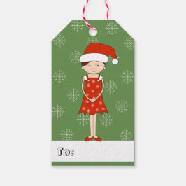 illusima Girl Santa Hat-kerstsnowflakes Cadeaulabel