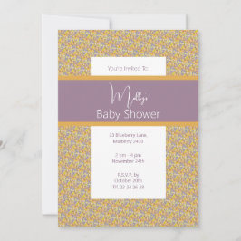 illusima Golden Paarse Bloemen Baby shower Kaart