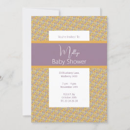 illusima Golden Paarse Bloemen Baby shower Kaart