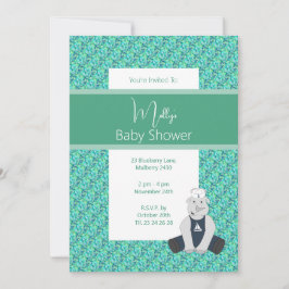 illusima Green Bloemen Sailor Rhino Baby shower Kaart