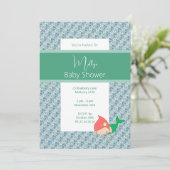 illusima Green Coral Mermaid Baby shower Kaart (Staand voorkant)