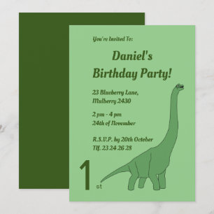 illusima Green Long Necked Dinosaur Boys Birthday Kaart