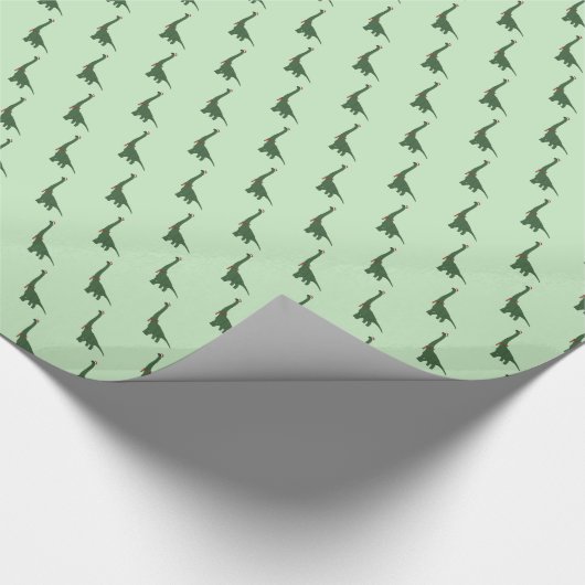 illusima Groene Dinosaurus Kerstgroen Cadeaupapier (Hoek)