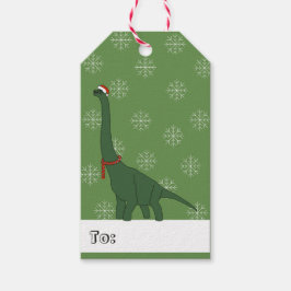 illusima Groene Dinosaurus Kerstsneeuwvlokken Cadeaulabel