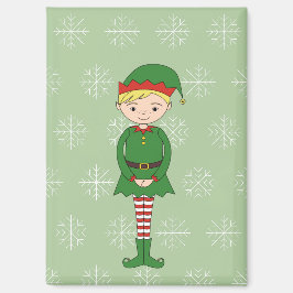illusima Kerst Jongen Elf Sneeuwvlokken Groen Magneet