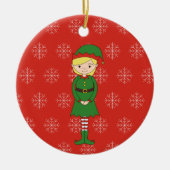 illusima kerst meisje elf sneeuwvlokken rood keramisch ornament (Voorkant)