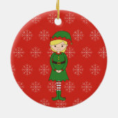 illusima kerst meisje elf sneeuwvlokken rood keramisch ornament (Achterkant)