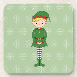 illusima Kerstboy Elf Snowflakes Green Bier Onderzetter