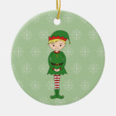 illusima Kerstboy Elf Snowflakes Green Keramisch Ornament (Voorkant)