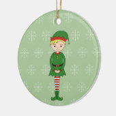 illusima Kerstboy Elf Snowflakes Green Keramisch Ornament (Links)
