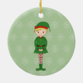illusima Kerstboy Elf Snowflakes Green Keramisch Ornament (Achterkant)