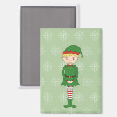 illusima Kerstboy Elf Snowflakes Green Magneet (Voorkant / Achterkant)